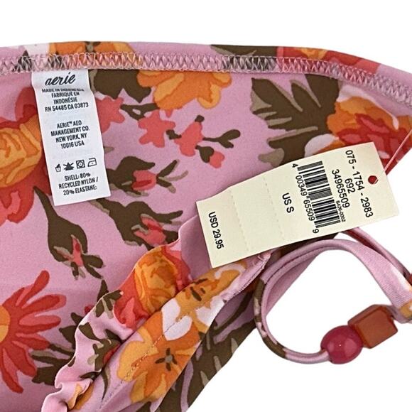 Aerie Pink Floral Tie Bikini Bottoms Size Small NWT - Picture 3 of 3